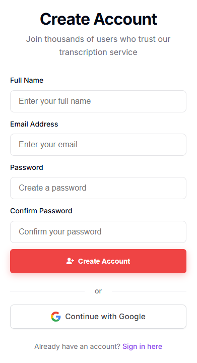 Create Account