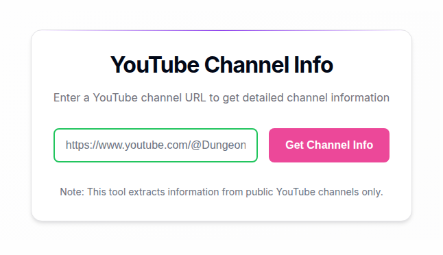 YouTube Channel Info